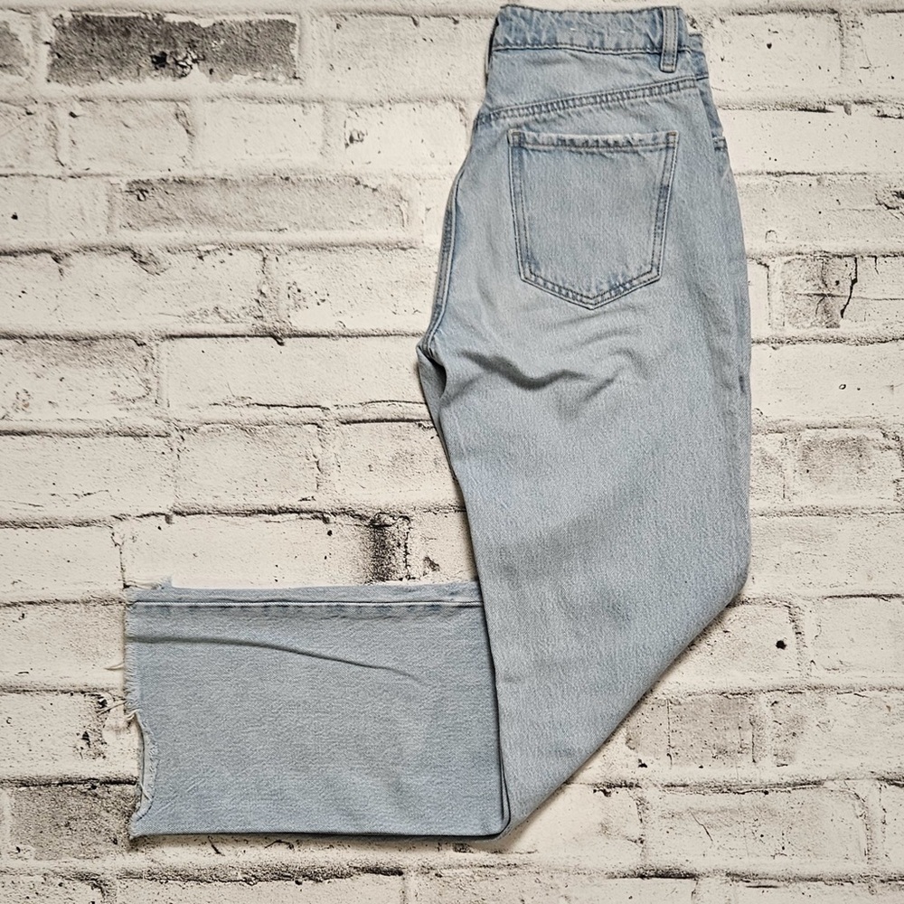 Garage 90s Straight Jeans Light Wash Raw Hem High Rise Size 25